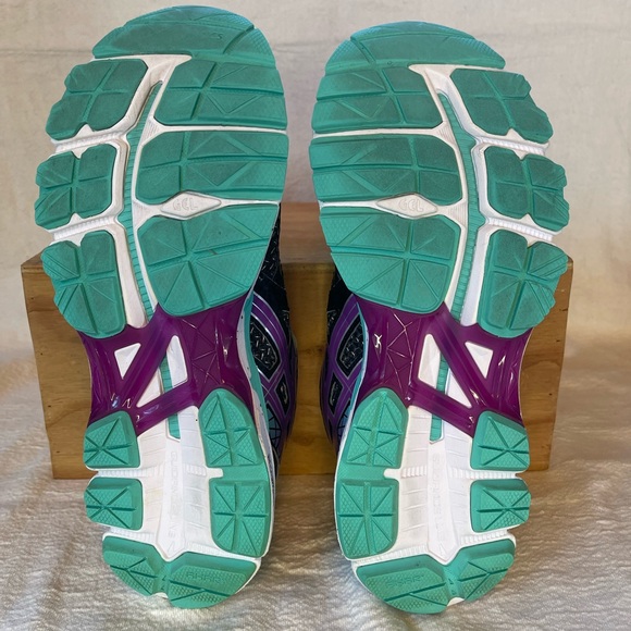Women’s ASICS IGS Dynamic Duomax 7.5 Teal/Purple/Black Running Shoe - Picture 6 of 8